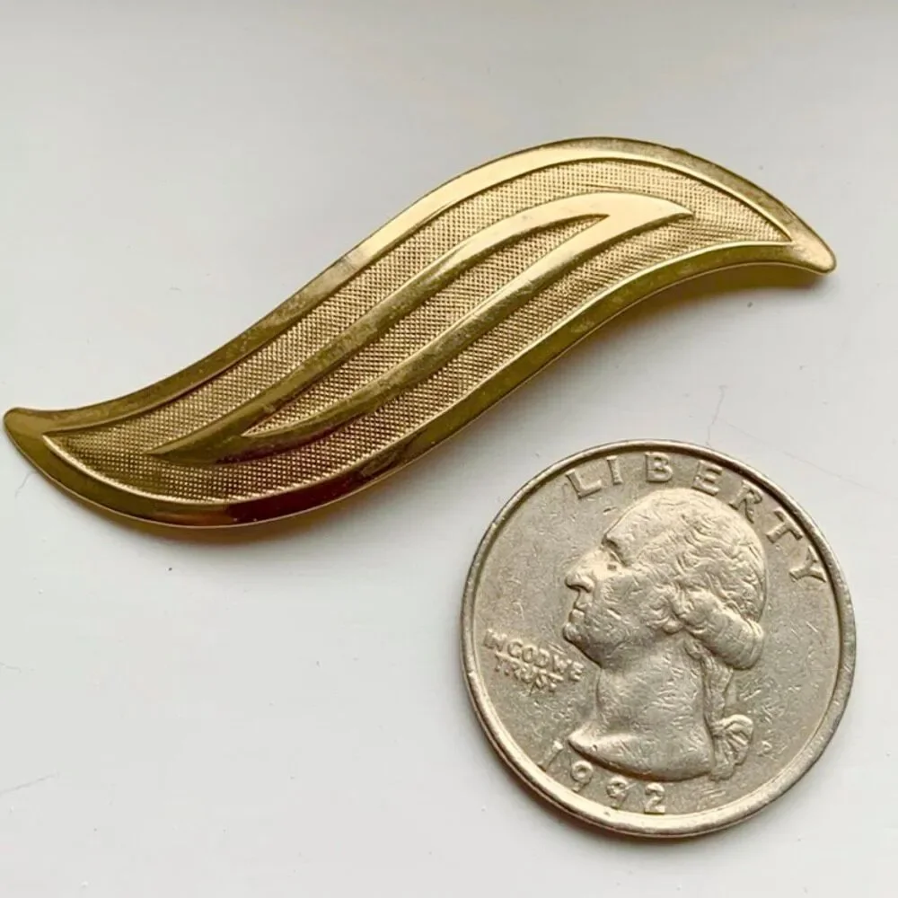 Vintage Gold Tone Hair Barrettes Pair 1970s 1980s Fine Thin Hair